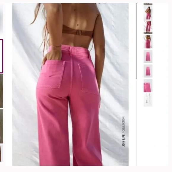 Zara Pink Marine Jeans Size 4 High Waisted Wide Leg - Picture 8 of 8